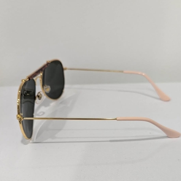 Ray-Ban Gold Frame Sunglasses with Dark Lenses - Picture 3 of 3